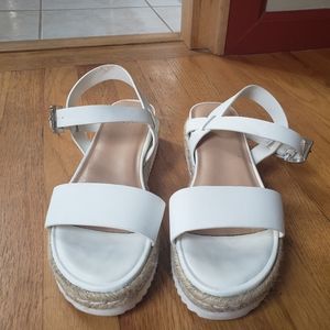 White espadrille platform sandals